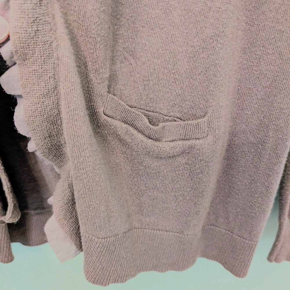 LOFT Brown Ruffle Cardigan - Picture 3 of 4